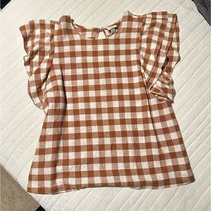 ✨5 For $25 Sale!✨ Gingham ruffle short sleeve top